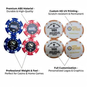Jetons de poker personnalisés en ABS avec logo imprimé UV anti-décoloration, 40 mm, 11,6 g, avec insert métallique, jetons de casino, jetons de poker, balle de golf pour le jeu - Product Image 3