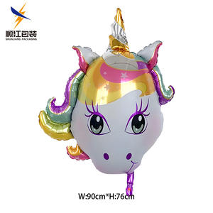 بالونات قوس قزح يونيكورن 32 بوصة برقائق فويل رقم 1 أطفال وحيد القرن موضوع حفلة عيد ميلاد زينة حفل استحمام الطفل غلوبوس - Product Image 6