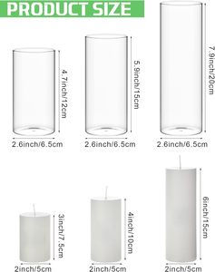 Vasi Portacandele a Cilindro Alti e Sottili in Vetro Trasparente da 4, 6, 7,5 e 10 Pollici per Pilastri Grandi e Terrari per Eventi - Product Image 2