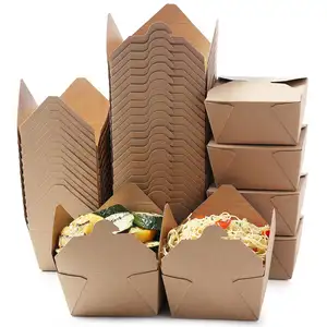 Paper Lunch Boxes Wholesale Custom Printed Disposable Take Out Fast Food Packaging Brown Kraft Paper Packing Material Cake Box