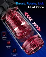 Masturbateur masculin automatique étanche avec contrôle par application, fonctions de poussée, rotation et succion, mains libres, avec base à ventouse