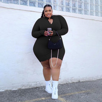 Nouveauté Robes pour femmes grande taille à rayures côtelées de couleur unie simples et élégantes à fermeture éclair pliables