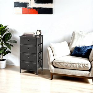 <span class=keywords><strong>Commode</strong></span> de rangement moderne à 4 tiroirs avec cadre en bois robuste pour chambre à coucher - Product Image 1