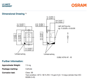 Osrams มินิ TOPLED Lo M67F 602nm ส้ม3.61lm 2.15V 120องศา2012 SMD LED ชิปสำหรับรถยนต์สัญญาณไฟเลี้ยวแดชบอร์ด - Product Image 3