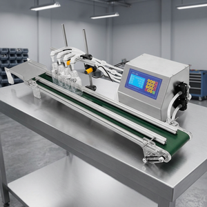 2 Nozzle Semi-automatic Gear-driven Desktop Glass Bottle Milk & <b>Juice</b> Filling <b>Machine</b> with Conveyor High Accuracy - Product Image 3