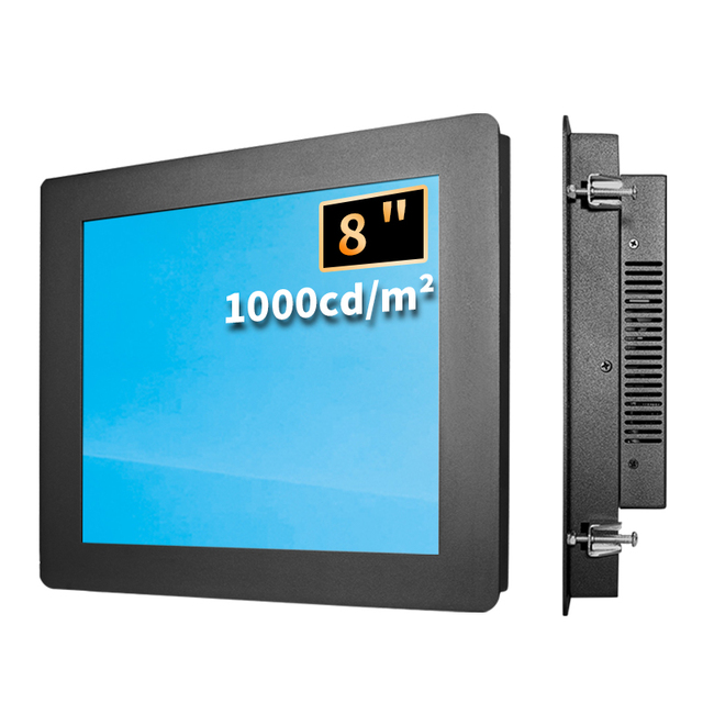 Embedded Industrial Display 8 Inch 1024*768 1000nits Brightness Panel Mount Touch Screen Monitor LCD Sunlight-Readable