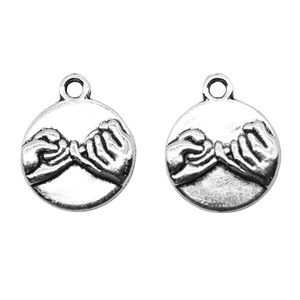 Colgante de Promesa Rosa 14x17mm de Aleación de Zinc Plateado Antiguo con Motivo de Mano para Collar de Recuerdo de Amistad - Product Image 3