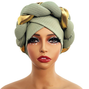 Turbante africano para mujer, turbante para la cabeza con nudo, cubierta trenzada para el cabello, gorro preatado, gorro para mujer y Niñ<span class=keywords><strong>a</strong></span> - Product Image 6