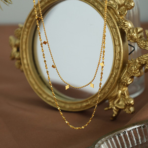 French Double Layered <b>Star</b> Necklace Gold Zinc Alloy Minimalist Elegant Clavicle Chain <b>Light</b> Luxury Style - Product Image 2