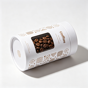 Biodegradable Round <b>Cardboard</b> Tube With Display Window Custom Design <b>Box</b> For Coffee Bean Daily <b>Storage</b> - Product Image 2