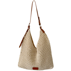 กระเป๋าสะพายชายหาดฤดูร้อนสำหรับผู้หญิง ผ้าสีขาวนวล ทอผ้าอย่างประณีต ตัวล็อคแม่เหล็ก กระเป๋าซิป ใส่ได้ทุกวัน สะพายไหล่หรือสะพายข้าง - Product Image 5