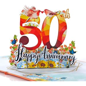50th Anniversary Pop up 3D Romantic Love Greeting Card 4 Color Printed Gloss Lamination for Wedding & Valentine's Day - Product Image 1