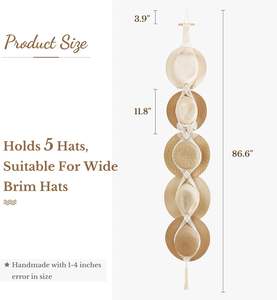 Accueil Bobo Decor suspendu macramé <span class=keywords><strong>porte</strong></span>-chapeau cintres <span class=keywords><strong>porte</strong></span>-chapeau pour mur coton corde tissage Cowboy chapeau organisateur affichage main - Product Image 6