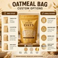 Sachet Doypack personnalisé en aluminium refermable pour céréales et flocons d'avoine, qualité alimentaire, emballage pour grains et petit-déjeuner