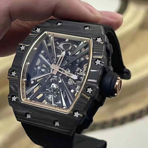RM 12-01 style Integrated chassis tonneau skeleton mechanical <b>watch</b> luxury Black carbon style skeleton <b>watch</b> - Product Image 3