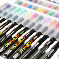 Stylos marqueurs acryliques personnalisés avec logo ODM, papeterie, pointe pinceau, ensemble de marqueurs de peinture bon marché