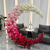 Offre Spéciale : Arche florale artificielle en soie en forme de lune 2x2m pour décoration de scène de mariage et toile de fond d'allée