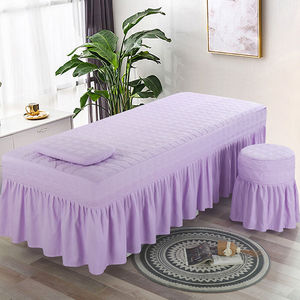 Beauty bed sheet four-piece <b>set</b>, summer thickened quilted with holes, massage bed sheet, bed skirt (single piece with holes) - Product Image 4