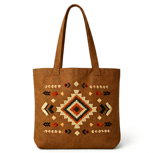 Customized logo cotton cloth Recycled Geometric Pattern <b>Canvas</b> <b>Tote</b> Bag Large Shoulder Handle Shopping Bag - Product Image 1