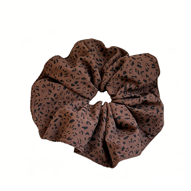 Korean Fashionable Leopard Print Polyester Fabric Scrunchies High Elasticity Handmade Oversized 19Cm Boho Chic Daily Commuting