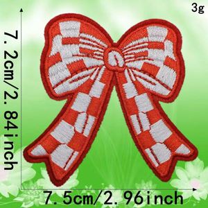 New Hot Iron on Embroidered Colorful Checkered Bow Knot Patch for Hat Hoodies Decoration - Product Image 6