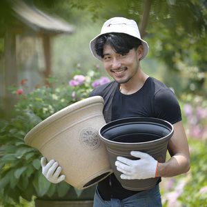 Vaso da fiori Vintage con stampa floreale Vintage di grande diametro in plastica - Product Image 2