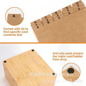 Porte-cartes d'indexation en bois 5 x 8 pouces avec séparateurs pour le rangement des notes de recettes, boîte organisatrice de bureau - Product Image 4