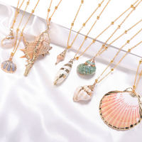 Collar con Colgante de Acero Inoxidable de la Serie Ocean, Moderno, para Mujer, con Diseño de 7 Conchas de Abulón