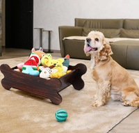 Panier de rangement en bois en forme d'os pour jouets de chien, grande boîte à jouets pour animaux de compagnie, pour l'organisation et le rangement des accessoires, laisse et nourriture pour chiot