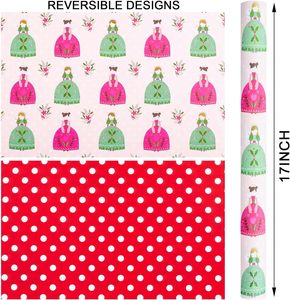 Papier cadeau pour baby shower pour filles, motifs de Noël angéliques, imprimé recto-verso avec pois, personnalisable - Product Image 2
