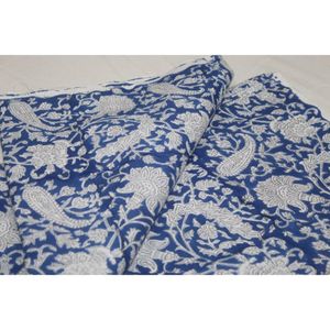Nueva Tela de Algodón Azul y Blanco con Estampado Artesanal Hindú, Estampados Naturales, Vestidos Ligeros para Niños, Decoración para Cortinas y Bolsos - Product Image 2