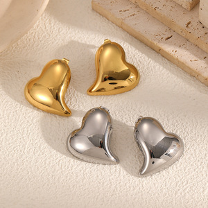 Pendientes de acero inoxidable con forma de corazón, oro y plata, para mujer, regalo, joyería de moda - Product Image 1