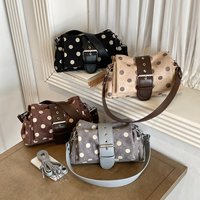 Tas Tangan Bahu Dekorasi Gesper Polka Dot Vintage Tas Selempang Tali Dapat Dilepas Tas Selempang Wanita untuk Kencan Harian dan Belanja Jalanan
