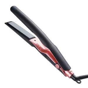 High quality hair straightener steam flat iron for straightening and professional curling with LED Display Factory Titanium