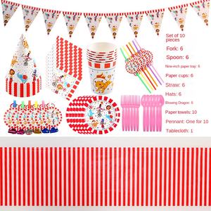 Decoraciones para Fiestas de Cumpleaños Infantiles, Juego de Vajilla con Temática de Circo, Pancarta, Plato de Papel, Vaso de Papel - Product Image 5