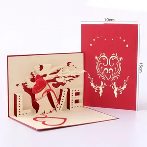 main brodé cartes Suppliers-Carte de vœux Pop-up en 3D, 1 pièce, carte postale amour dans la main, enveloppe assortie découpée au Laser, carte postale d'anniversaire faite à la main