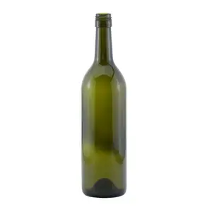 Wholesale 750 ml Standard Size Empty Glass Bottles Custom Logo Green Bordeaux Wine bottle