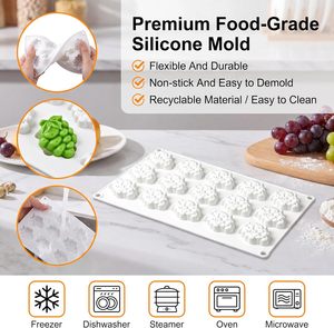 Molde de silicona con forma de uva, 15 cavidades, mini molde de frutas para cubitos de hielo, chocolate, postres, dulces, velas de aromaterapia, jabón artesanal - Product Image 3