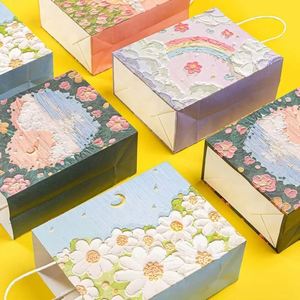 ถุงกระดาษบรรจุภัณฑ์ของขวัญลายภาพวาดสีน้ำมันแบบมีหูหิ้วสุดหรูสำหรับซื้อของ  สามารถปรับแต่งโลโก้ของคุณเองได้ - Product Image 4