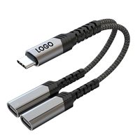 Adaptateur de chargeur USB-C double 2-en-1 avec distribution de courant USB-C, charge rapide 3A, blindage tressé PVC/Nylon pour ordinateur, iPhone 16, iPad
