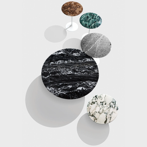 Customized Design Natural Stone Living Room Furniture <b>Round</b> <b>White</b> Marble Top <b>Dining</b> <b>Table</b> With Metal Base - Product Image 1