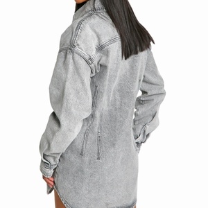 เดรสยีนส์แขนยาวสไตล์ลำลองสำหรับผู้หญิงมาใหม่ ดีไซน์ตะเข็บเย็บอย่างประณีต ทรงเข้ารูป สีเทา - Product Image 2