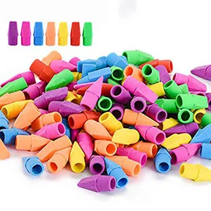 Soododo Cheap Promotional Simple HB Pencil Rubber Eraser 3D Bullet Shape School Pencil Topper Eraser