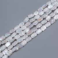 Fil de perles d'eau douce, en vrac, perles carrées, blanches, vente en gros, 14 à 16mm, livraison gratuite