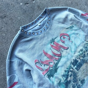 High Quality Custom Oversized Thermal T-<b>Shirts</b> Acid Wash <b>Waffle</b> Boxy Cropped Tee Cotton Pearl Thermal <b>Waffle</b> Knit Long Sleeve - Product Image 5