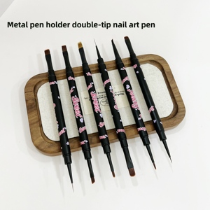 Double Head Nail Art Brush One Pen Dual Purpose Metal Pen Holder Custom Logo Professional Salon Manicure Brush <b>Set</b> - Product Image 2