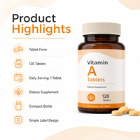 Tablet Vitamin a suplemen Palmitate asetat D E dengan peningkatan besar-besaran besar-besaran Vitamin a untuk perkembangan tulang kesehatan kulit