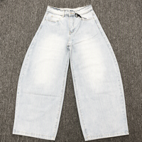 Jean baggy surdimensionné empilé pour homme, coupe large et décontractée, en denim, basique, délavé, vintage, effiloché, personnalisable, OEM, vente en gros
