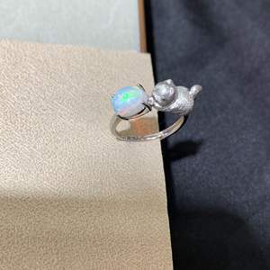 Bague en <span class=keywords><strong>opale</strong></span> naturelle pour femme, argent 925, sertie <span class=keywords><strong>de</strong></span> griffes, bijoux pour femme - Product Image 1