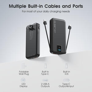 סוללת גיבוי ניידת בעלת קיבולת גבוהה 10000-50000mAh עם טעינה מהירה Li-Polymer, USB Type-C, 2 כבלי טעינה מובנים, 22.5W, רב מכר - Product Image 4